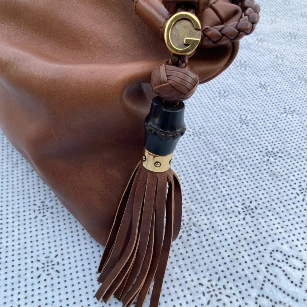 Gucci Bag Purse Handbag Brown Lambskin Leather Medium Shoulder Bag Made In Italy - Picture 7 of 12